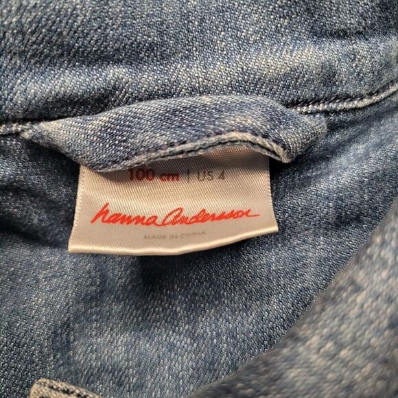 Hanna Andersson Jacket Kids Toddler 4 Blue Denim Sherpa Lined Applique Novelty - Picture 7 of 12